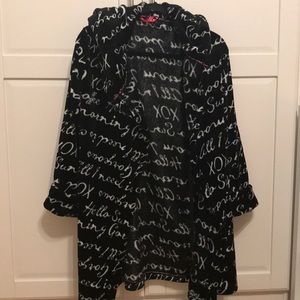 black and white fluffy robe